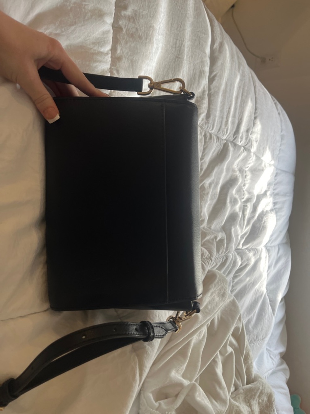 Michael Kors Black Leather Crossbody with Gold Hardware - Picture 2 of 3